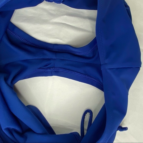 Arizona blue daisy print strapless tankini with side tie bottoms, M - Picture 13 of 15